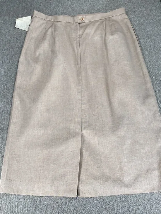 Vintage Cross Country Midi A-Line Skirt Women's 16 Taupe Linen Blend VTG USA NWT - Picture 8 of 11